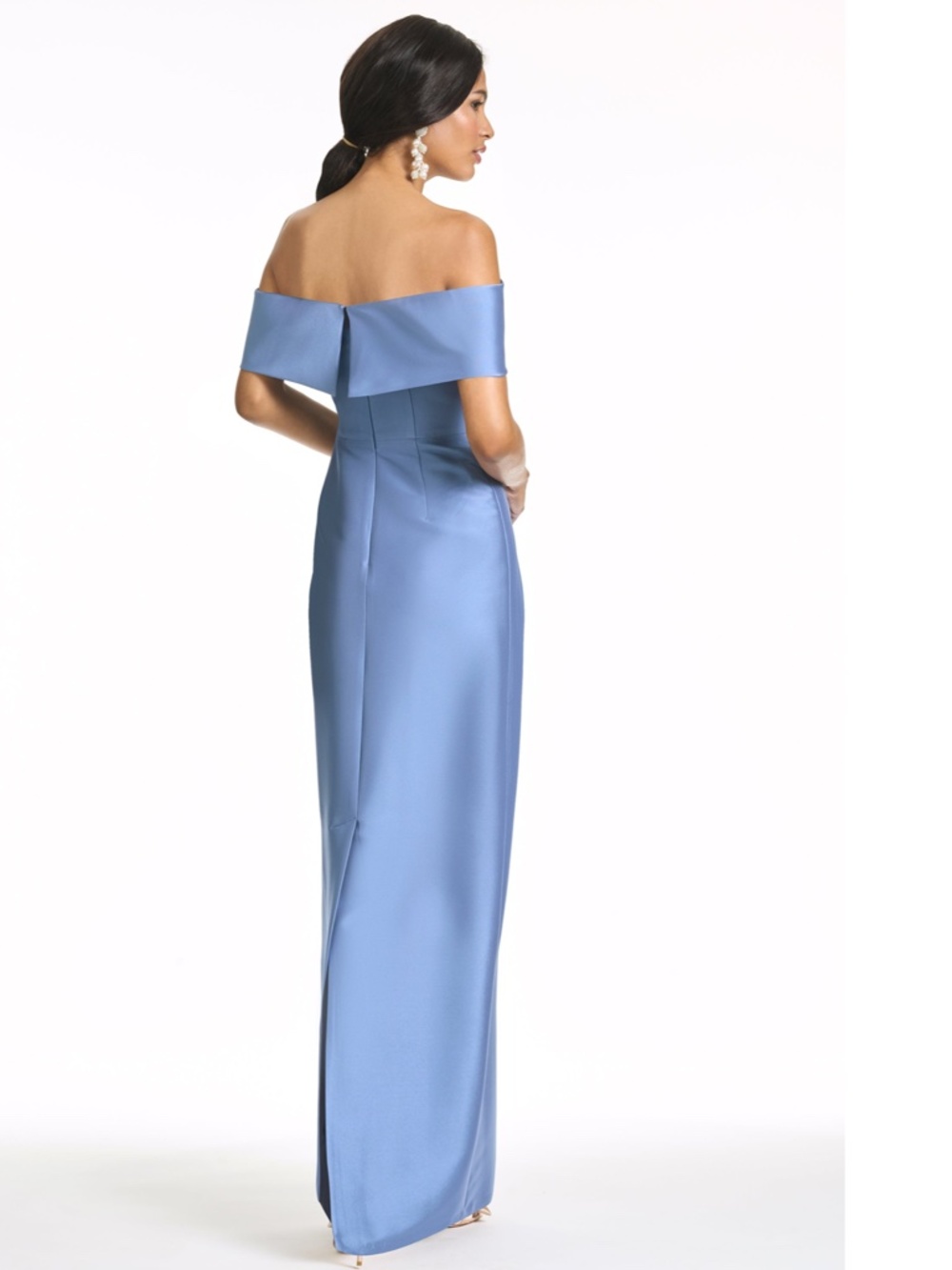 NEW SACHIN BABI Twilight Blue MICHELLE Off the Shoulder BOW Mikado GOWN 8 - Picture 9 of 13